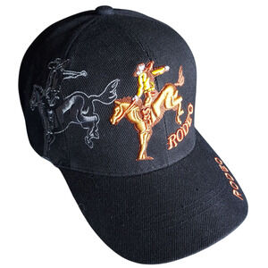 NEW NWOT Rodeo Cowboy Bronc Rider Double Embroidered Design Rodeo Spellout Hat